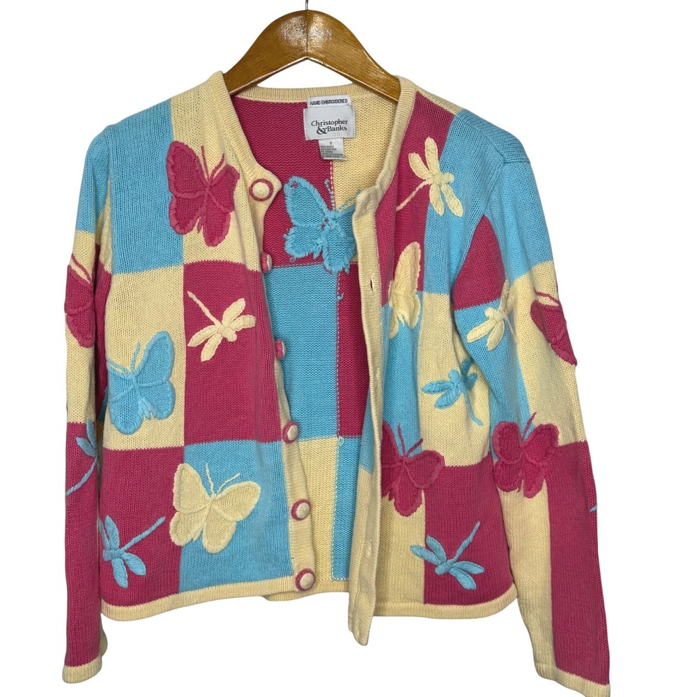 Vintage Christopher & Banks Butterfly Dragonfly‎ Sweater Small